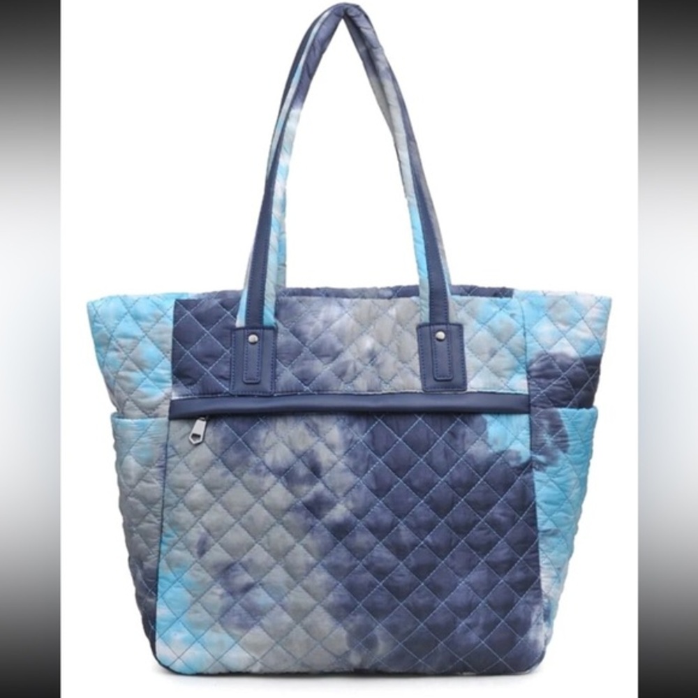 Sol and Selene No Filter Tote Quilted Blue Denim Multi Gunmetal NWT